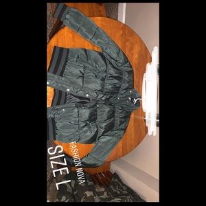 Olive green puff jacket